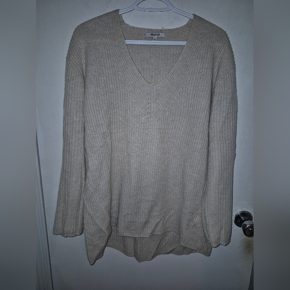 Madewell Woolside V-Neck Sweater Oatmeal /Cream Sz.Med - Picture 7 of 12